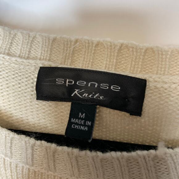 Spense Knits Cream Silver Asymmetric Sweater Sz Medium - Picture 7 of 9